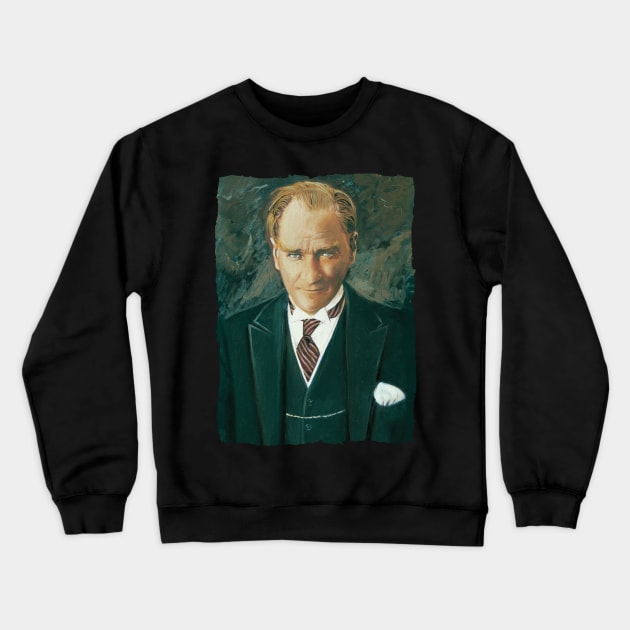 Ataturk Oil Painting Crewneck Sweatshirt by Tuwegl